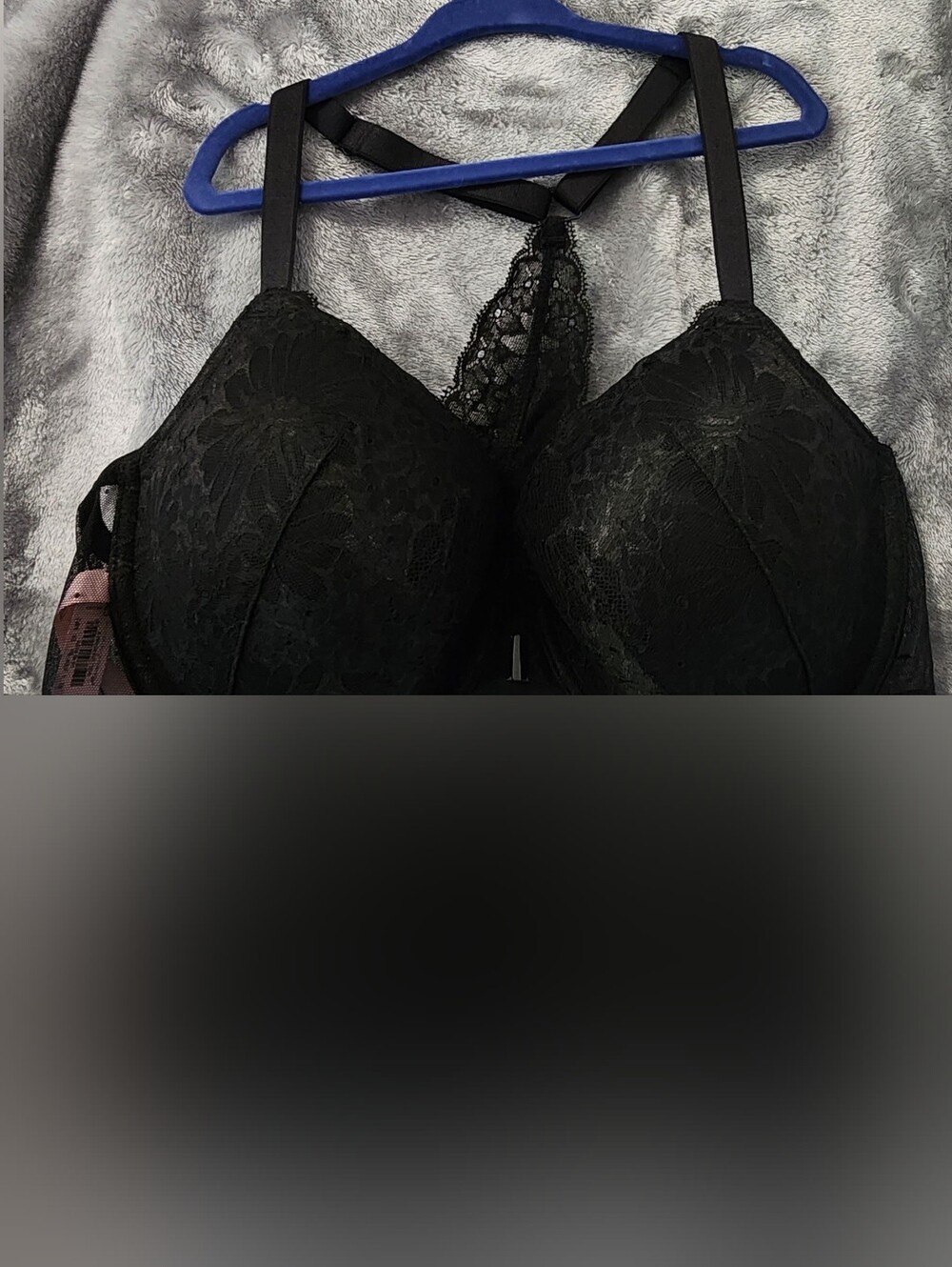 Victoria's Secret Black Lace Push-Up Bra with Decorative Back Size 40c